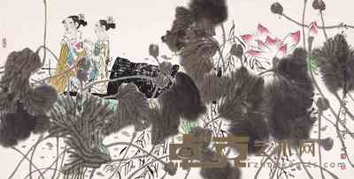 梁文博 2001年作 秋花无语 镜心 68×137cm